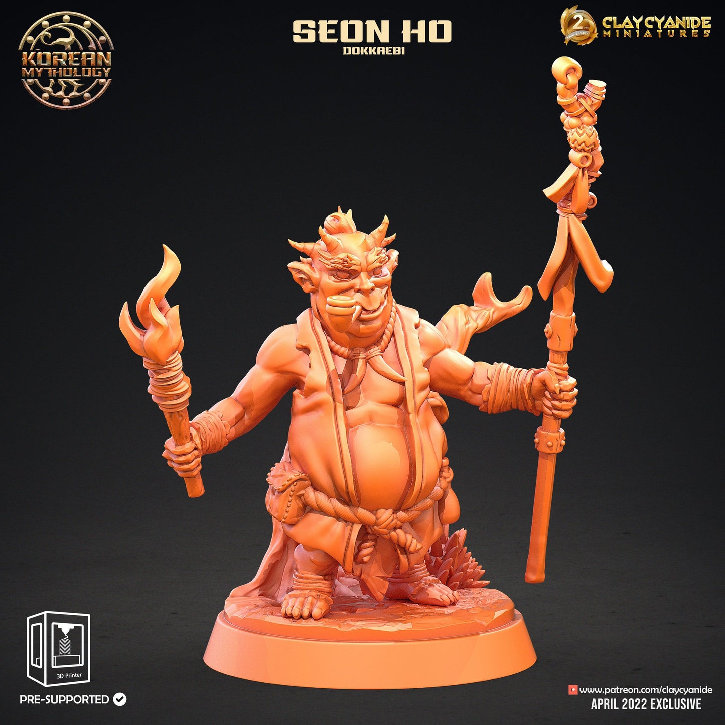 3D Printed Clay Cyanide Dokkaebi Warriors Korean Mythology Ragnarok D&D - 3D Printing Boss 