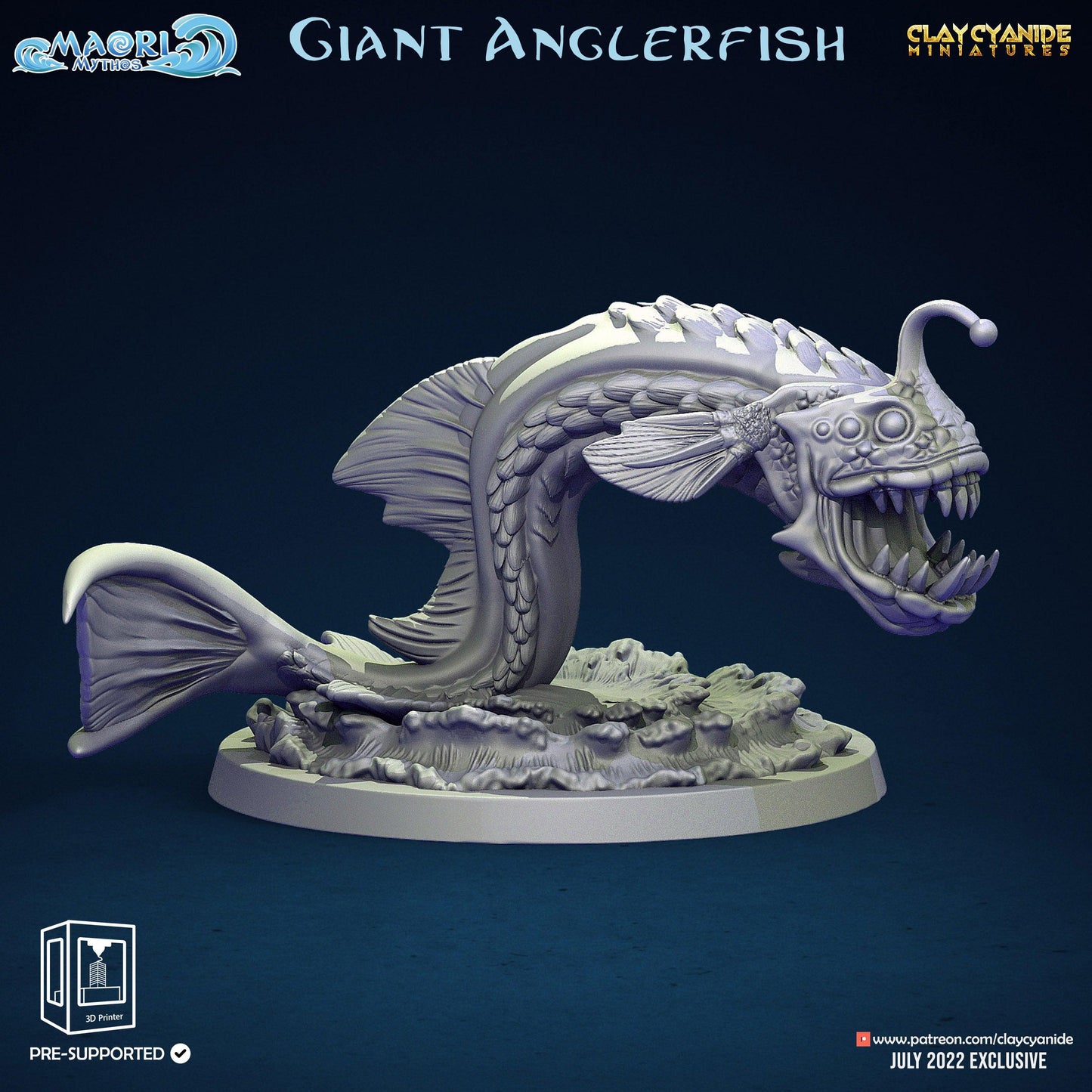 3D Printed Clay Cyanide Giant Anglerfish Maori Mythos 28mm-32mm Ragnarok D&D - 3D Printing Boss 