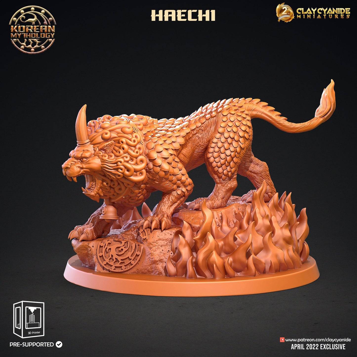 3D Printed Clay Cyanide Haechi Lion Korean Mythology Ragnarok D&D - 3D Printing Boss 