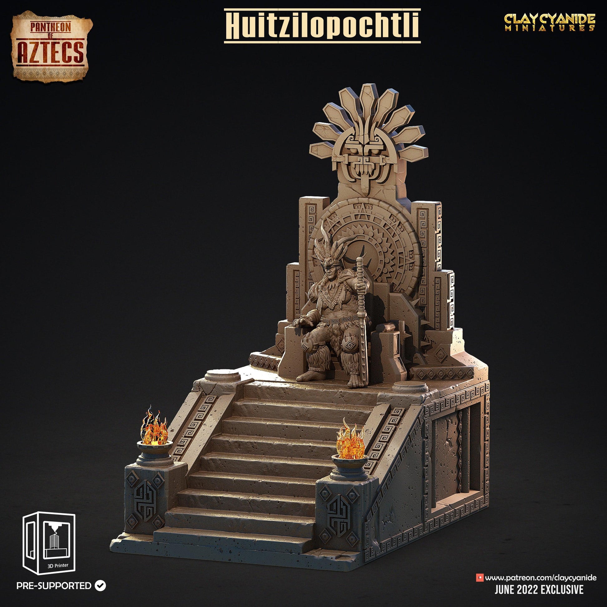 3D Printed Clay Cyanide Huitzilopochtli Pantheon of Aztecs Ragnarok D&D - 3D Printing Boss 