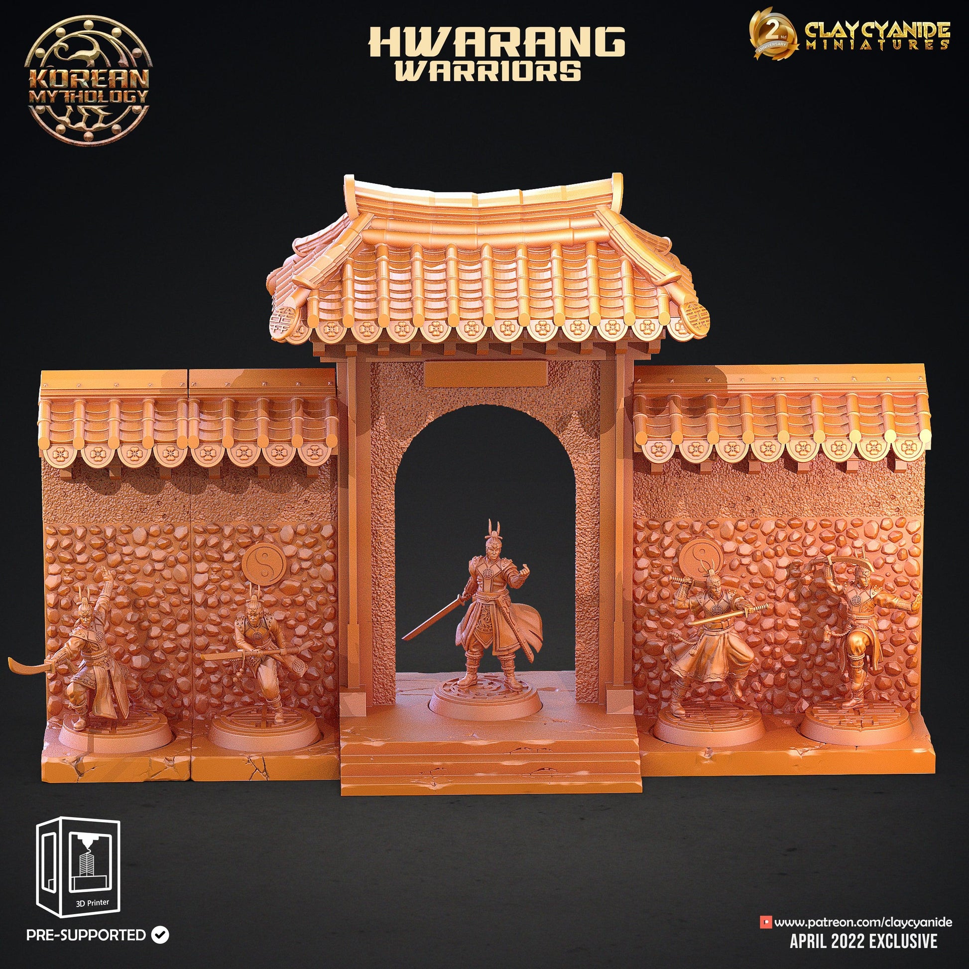 3D Printed Clay Cyanide Hwarang Wall Warriors Korean Mythology Ragnarok D&D - 3D Printing Boss 