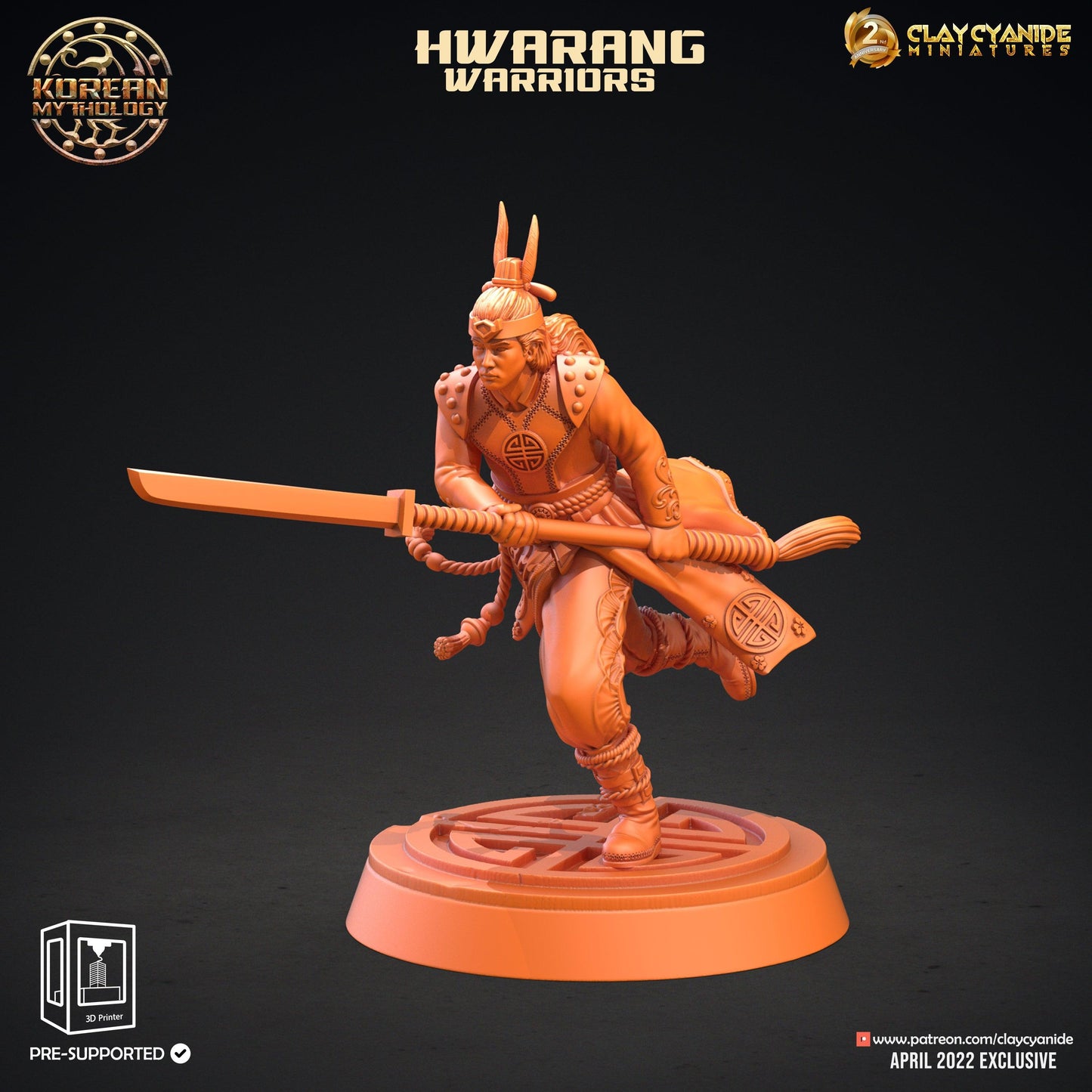3D Printed Clay Cyanide Hwarang Wall Warriors Korean Mythology Ragnarok D&D - 3D Printing Boss 