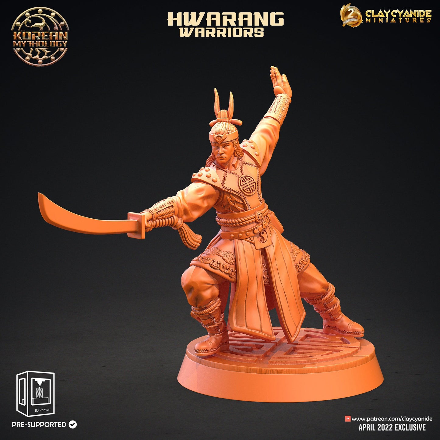 3D Printed Clay Cyanide Hwarang Wall Warriors Korean Mythology Ragnarok D&D - 3D Printing Boss 