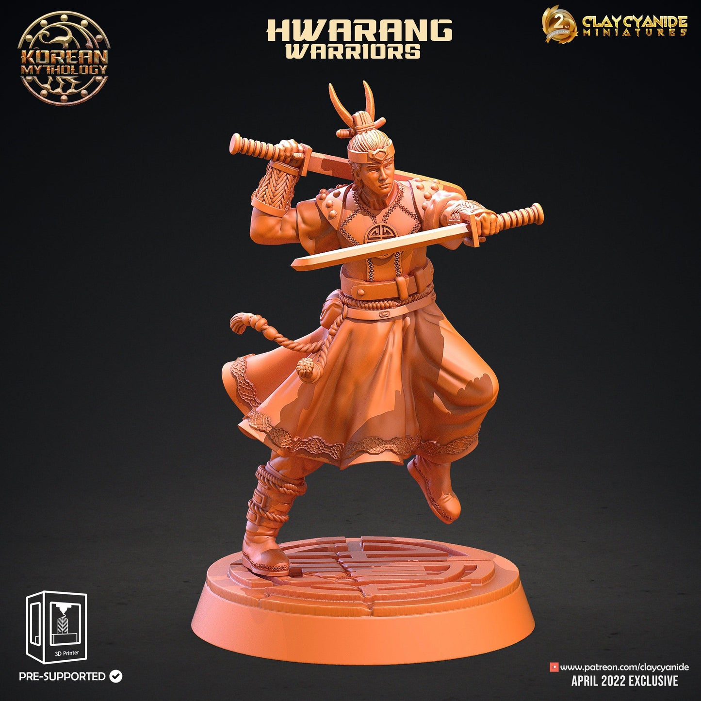3D Printed Clay Cyanide Hwarang Wall Warriors Korean Mythology Ragnarok D&D - 3D Printing Boss 