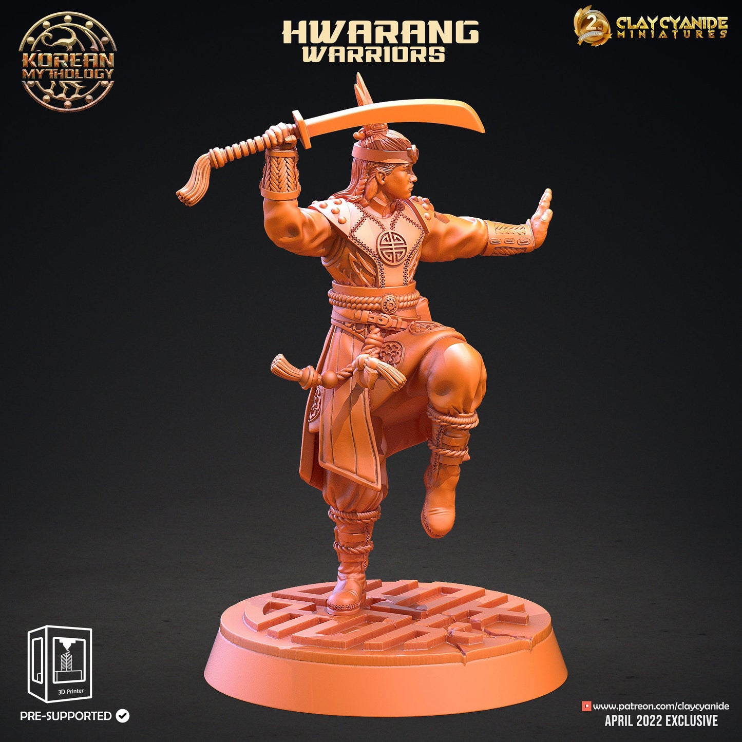 3D Printed Clay Cyanide Hwarang Wall Warriors Korean Mythology Ragnarok D&D - 3D Printing Boss 