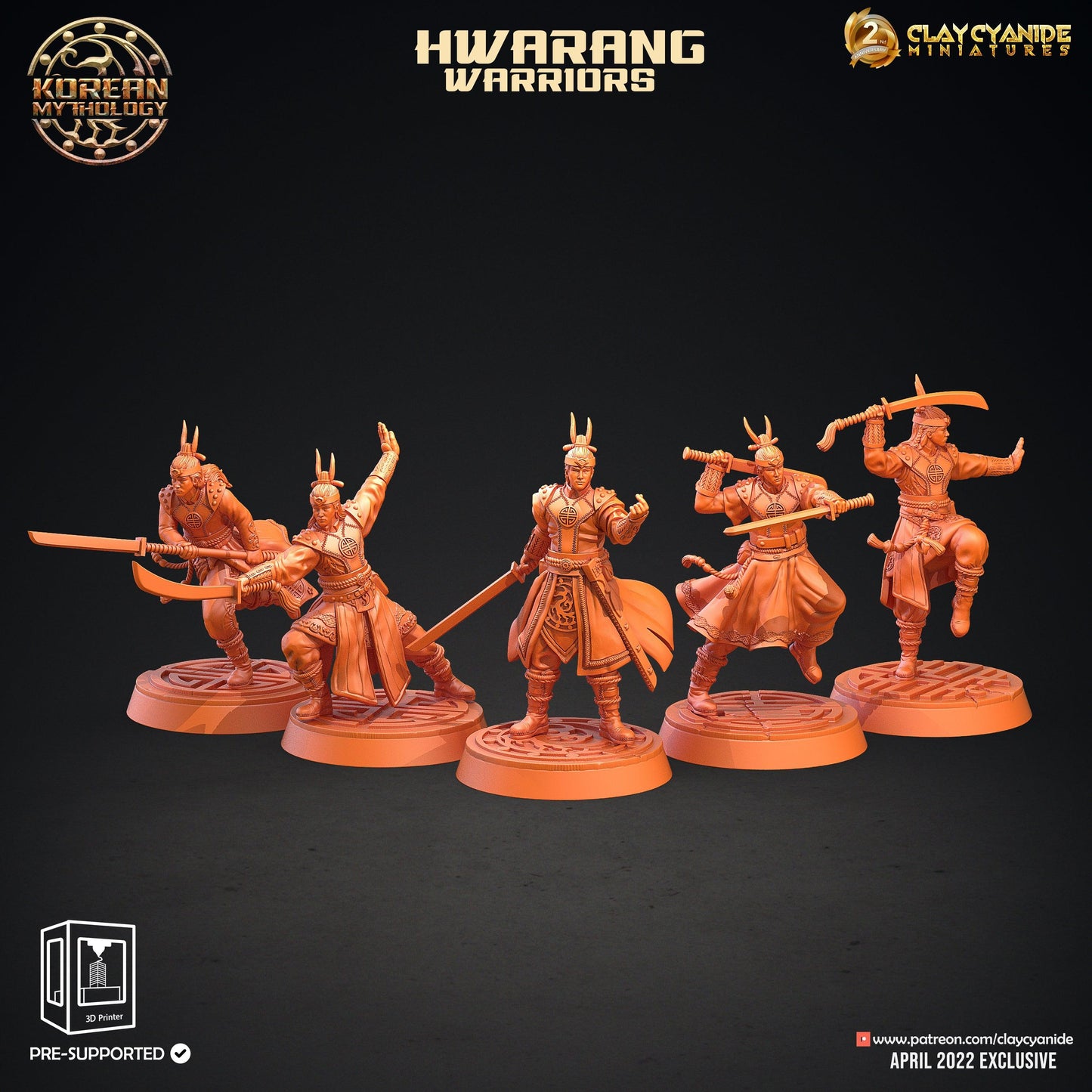 3D Printed Clay Cyanide Hwarang Wall Warriors Korean Mythology Ragnarok D&D - 3D Printing Boss 