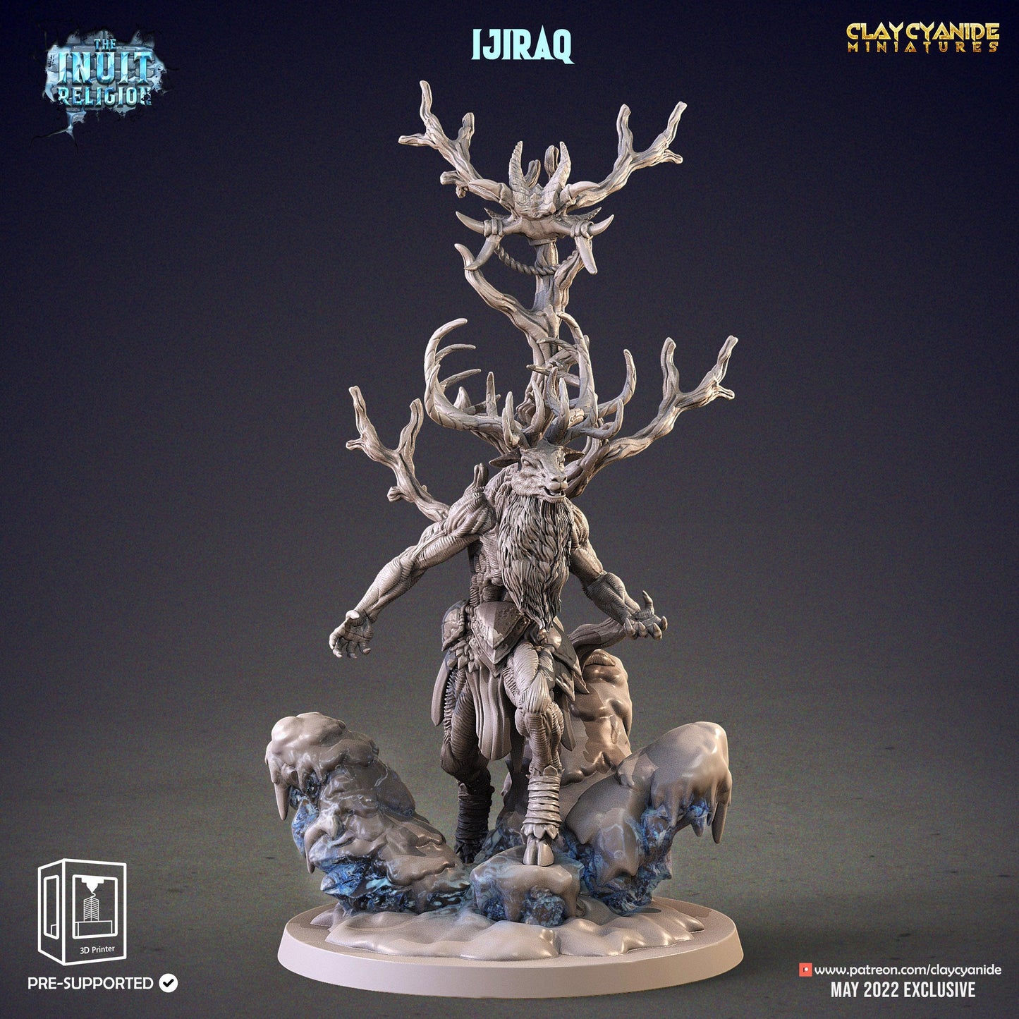 3D Printed Clay Cyanide Ijiraq Inuit Religion Ragnarok D&D - 3D Printing Boss 