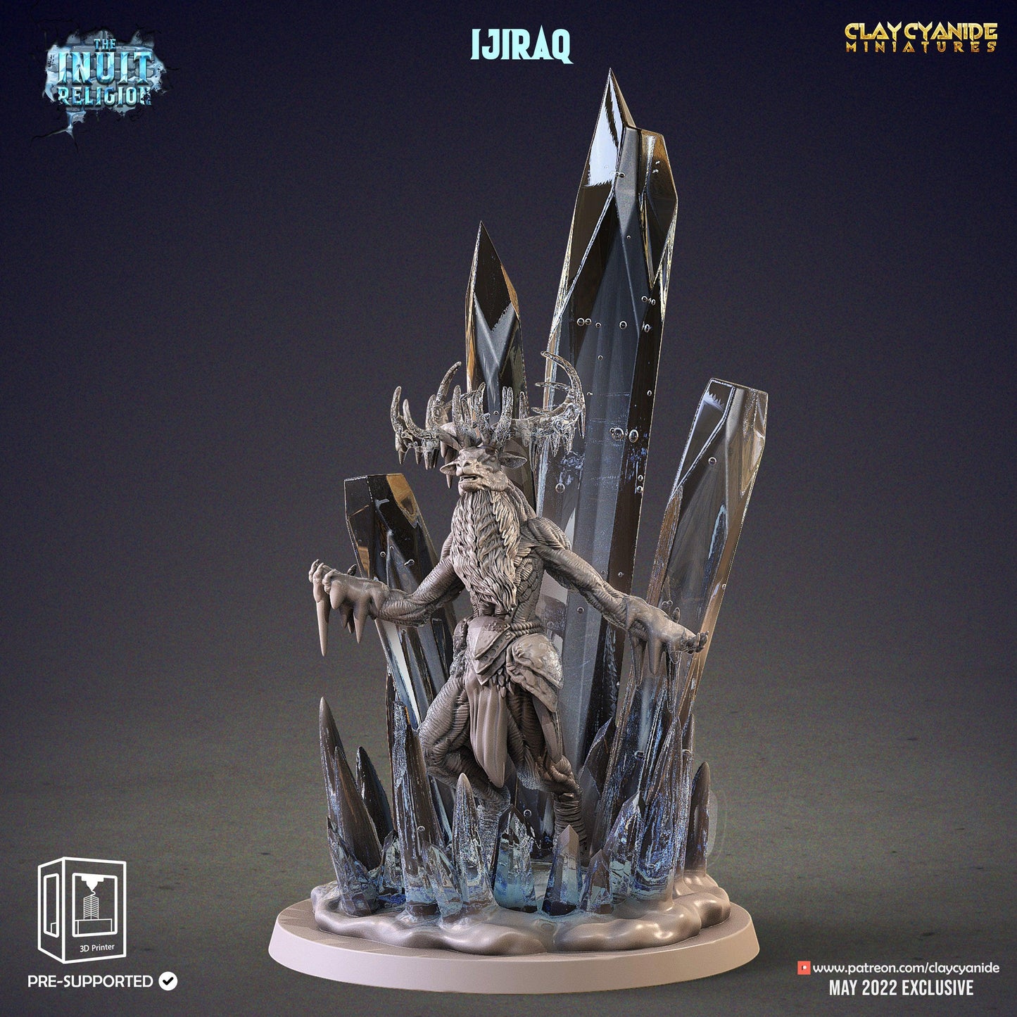 3D Printed Clay Cyanide Ijiraq Inuit Religion Ragnarok D&D - 3D Printing Boss 