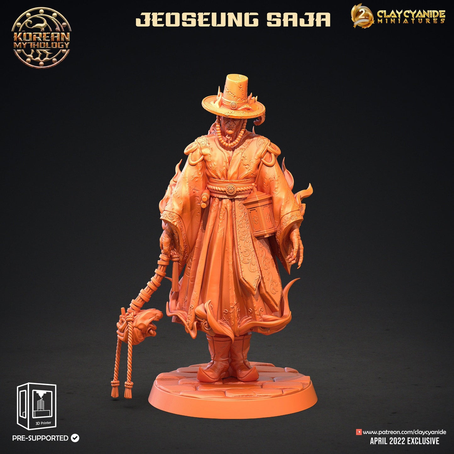 3D Printed Clay Cyanide Jeoseung Saja Set Korean Mythology Ragnarok D&D - 3D Printing Boss 