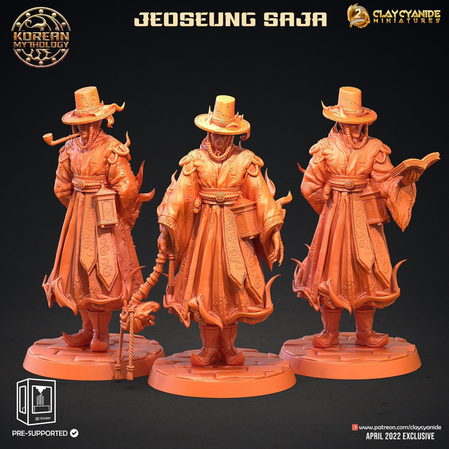 3D Printed Clay Cyanide Jeoseung Saja Set Korean Mythology Ragnarok D&D - 3D Printing Boss 
