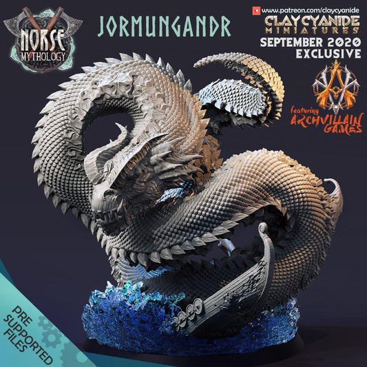 3D Printed Clay Cyanide Jormungandr Sea Serpent Dragon Ragnarok D&D - 3D Printing Boss 