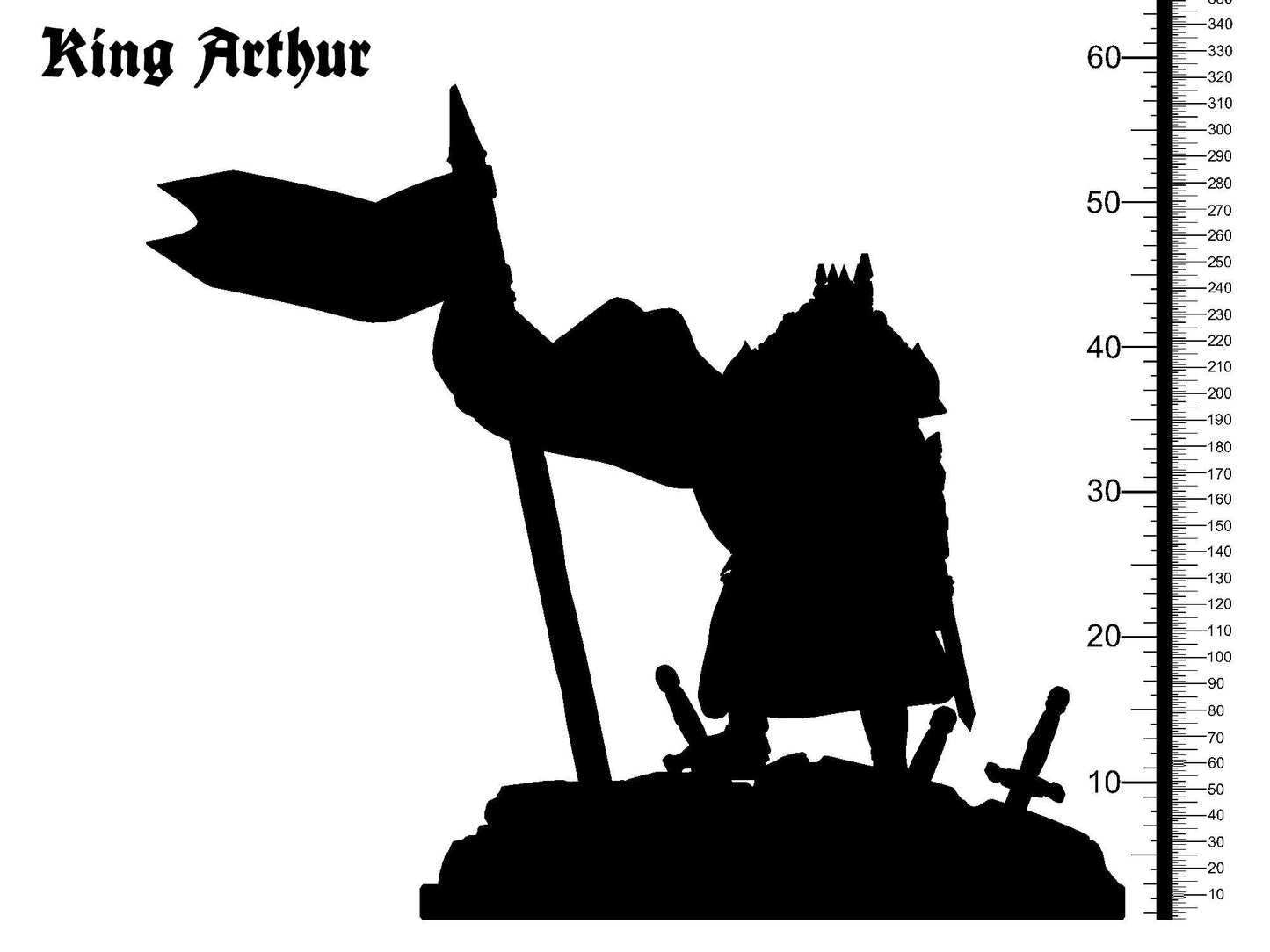 3D Printed Clay Cyanide King Arthur Standing The Legend of King Arthur Ragnarok D&D - 3D Printing Boss 