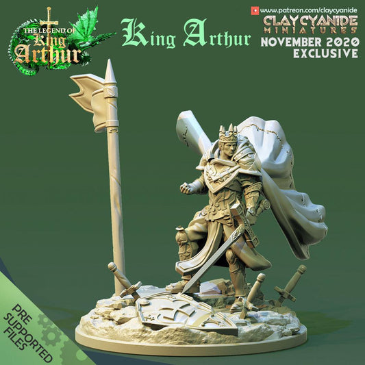 3D Printed Clay Cyanide King Arthur Standing The Legend of King Arthur Ragnarok D&D - 3D Printing Boss 