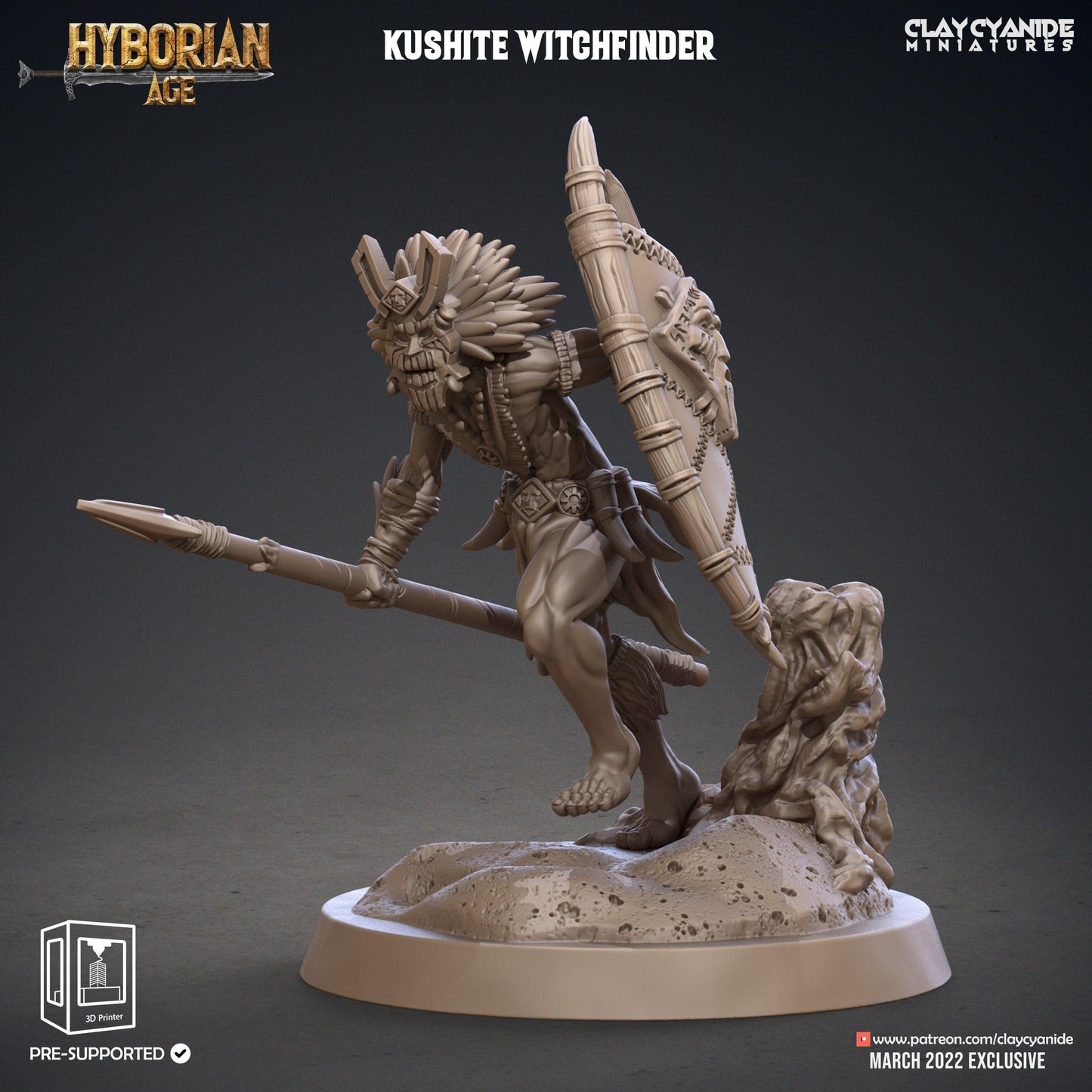 3D Printed Clay Cyanide Kushite Witch Finders Set Hyborian Age 28mm-32mm Ragnarok D&D - 3D Printing Boss 