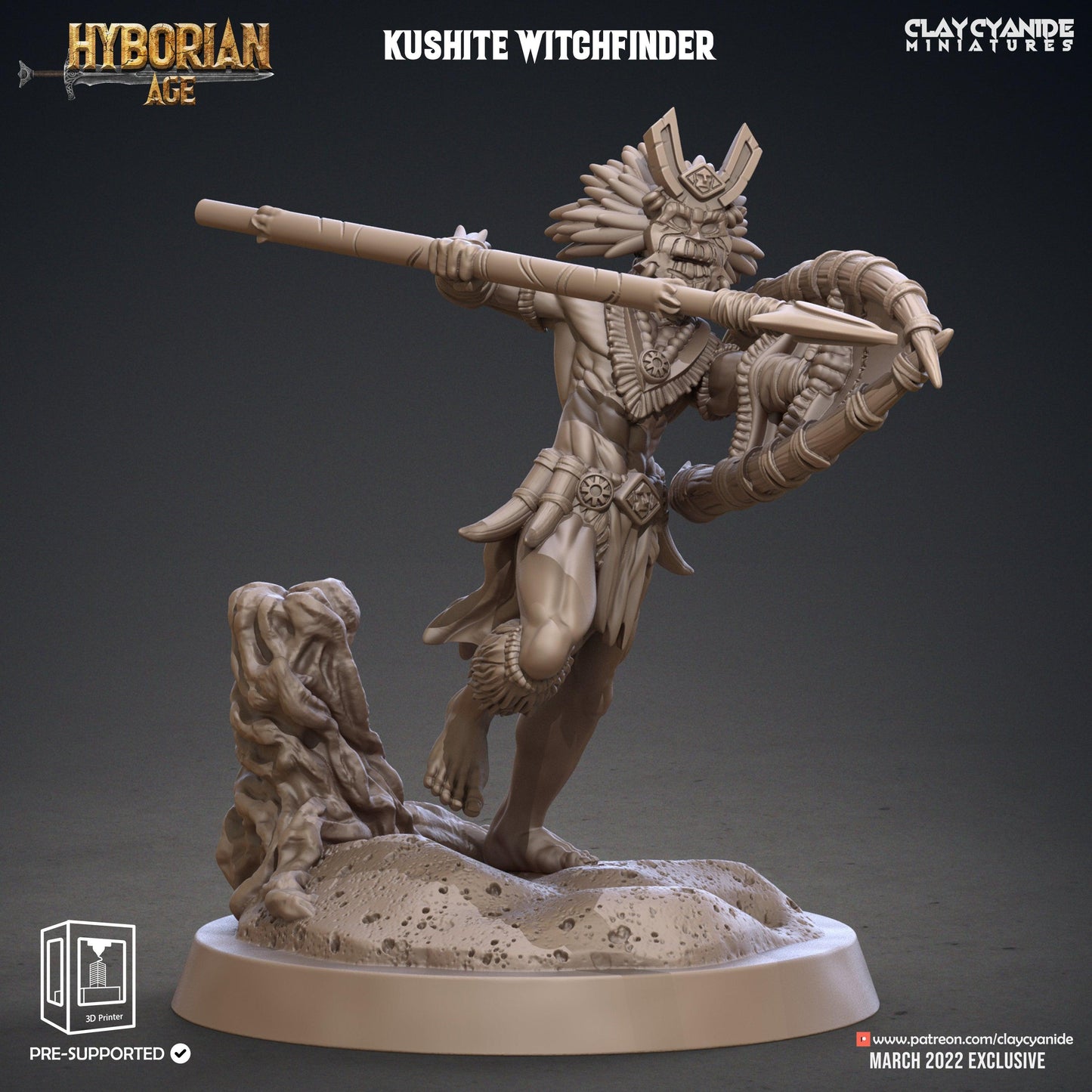 3D Printed Clay Cyanide Kushite Witch Finders Set Hyborian Age 28mm-32mm Ragnarok D&D - 3D Printing Boss 