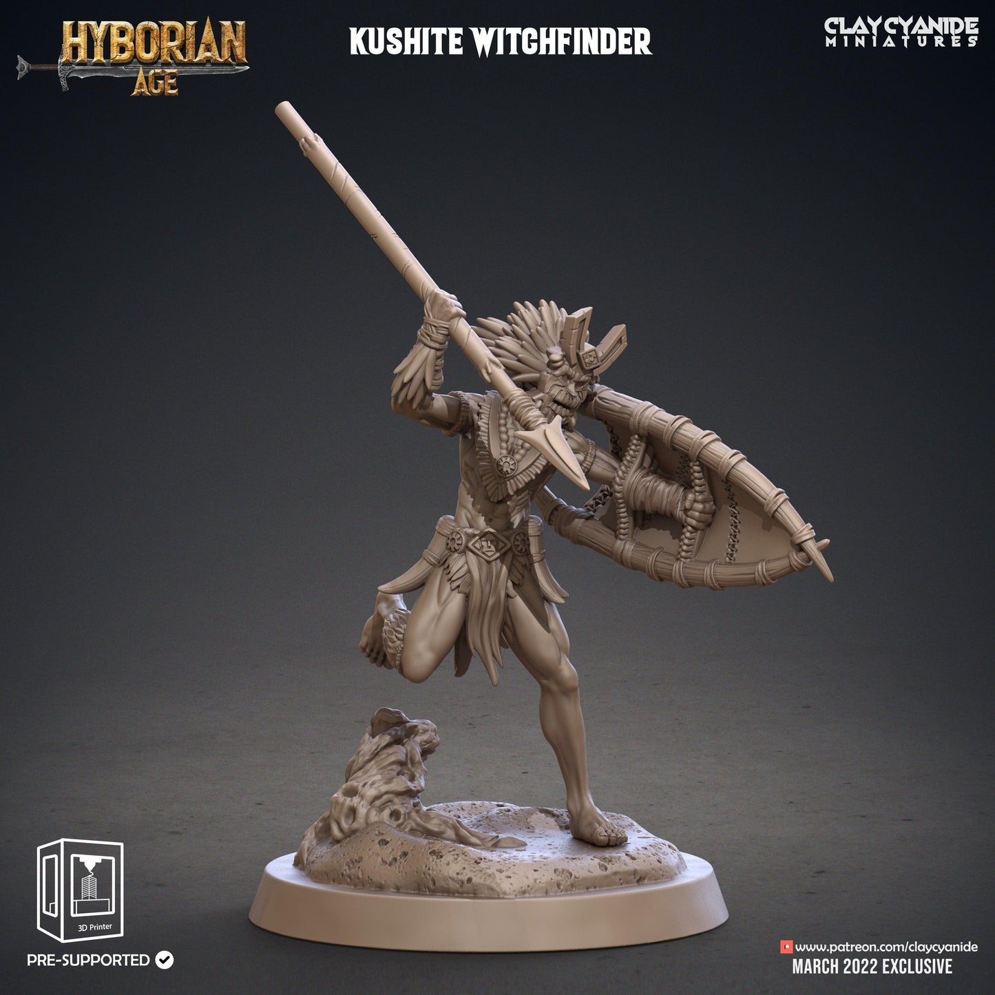 3D Printed Clay Cyanide Kushite Witch Finders Set Hyborian Age 28mm-32mm Ragnarok D&D - 3D Printing Boss 