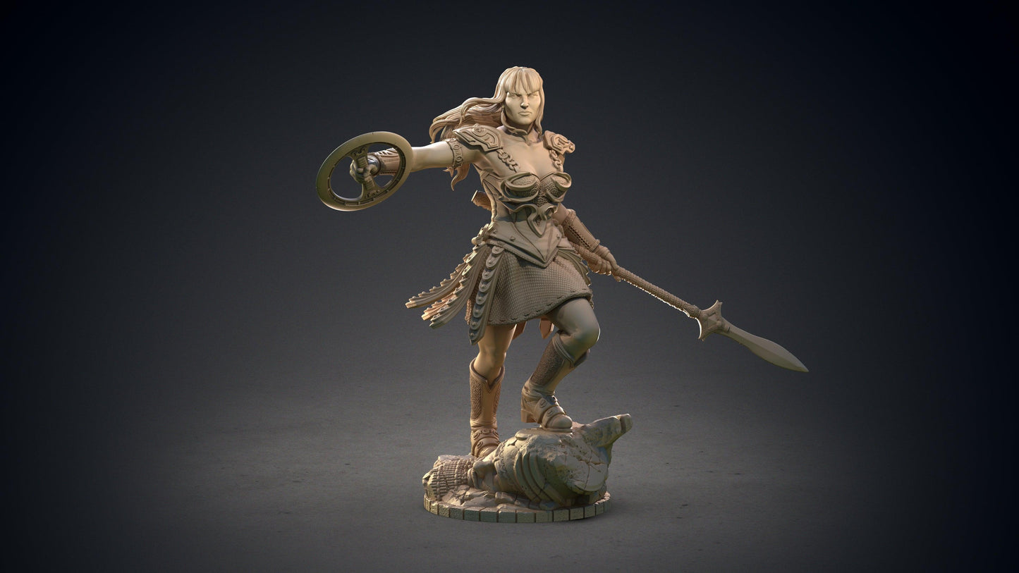3D Printed Clay Cyanide Large Figure Sheena, Warrior Queen Ragnarok D&D - 3D Printing Boss 