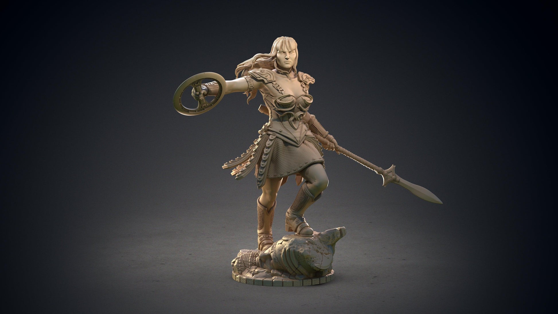 3D Printed Clay Cyanide Large Figure Sheena, Warrior Queen Ragnarok D&D - 3D Printing Boss 