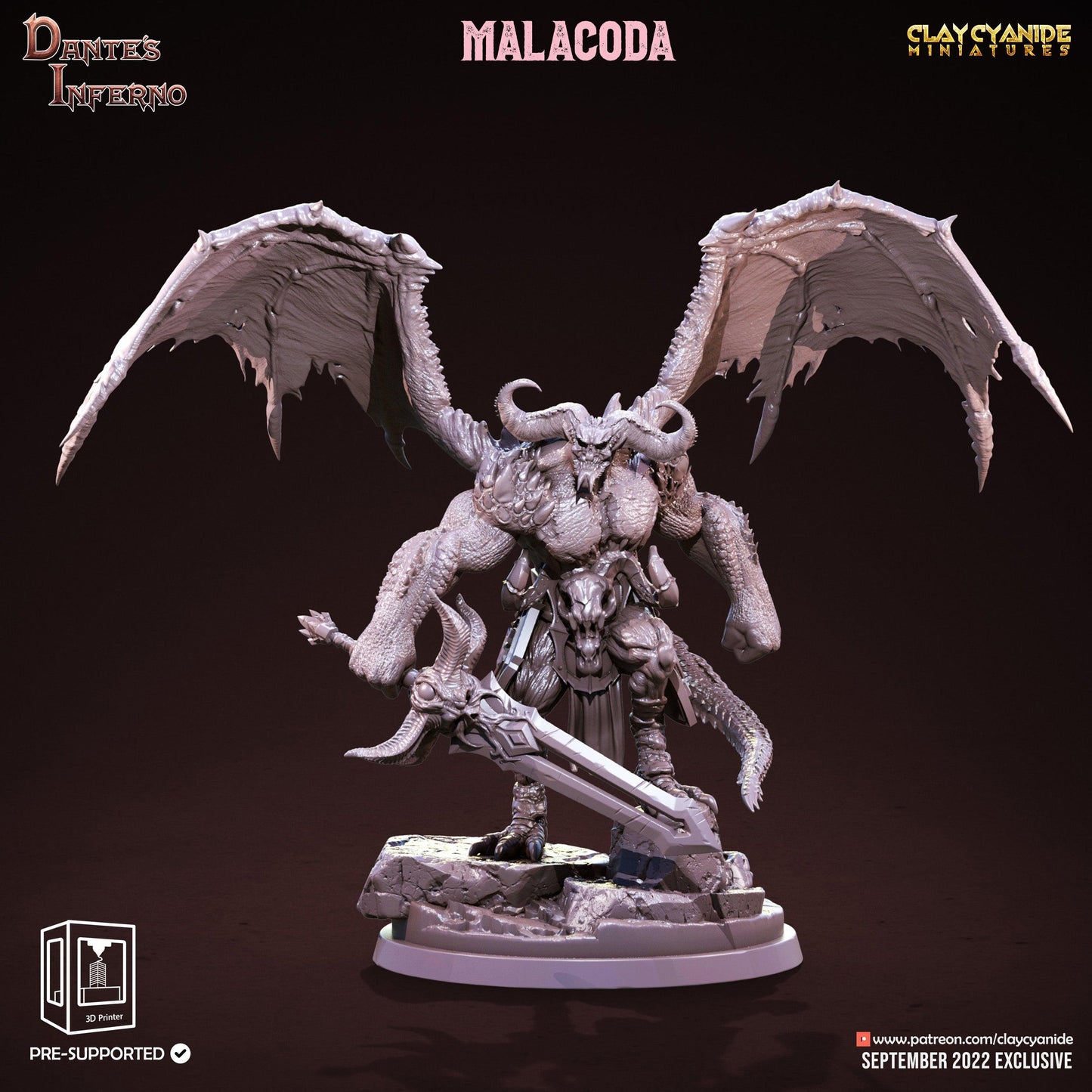 3D Printed Clay Cyanide Malacoda Dante's Inferno 28mm-32mm Ragnarok D&D - 3D Printing Boss 