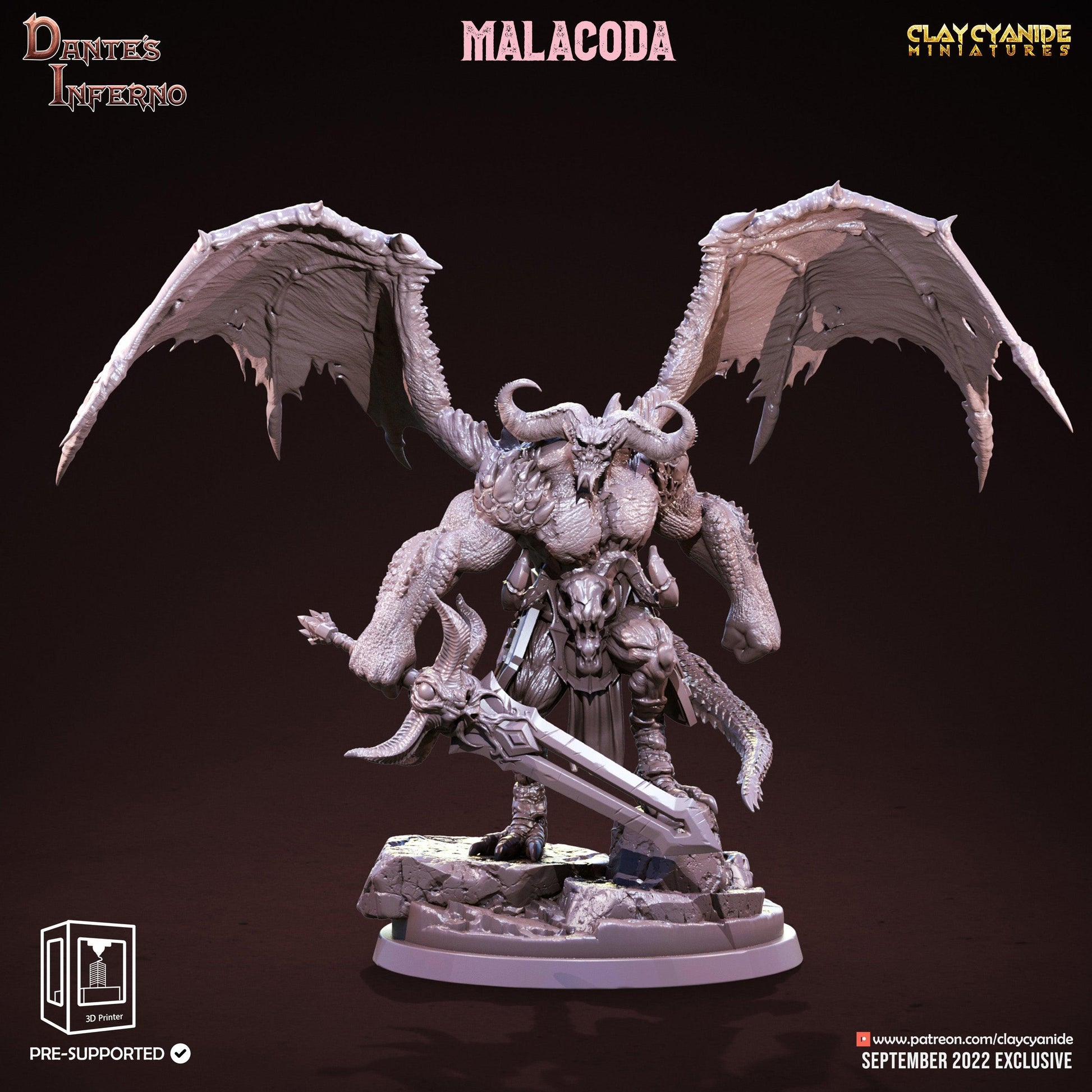 3D Printed Clay Cyanide Malacoda Dante's Inferno 28mm-32mm Ragnarok D&D - 3D Printing Boss 