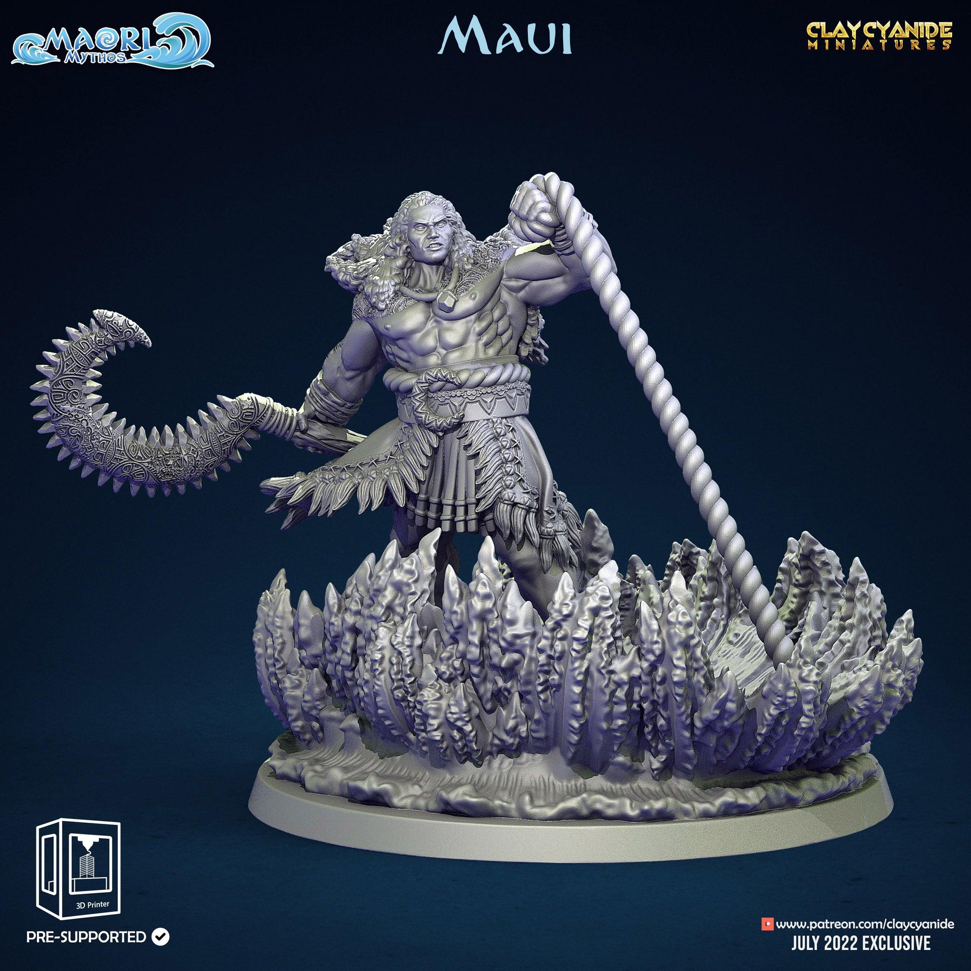 3D Printed Clay Cyanide Maui Maori Mythos 28mm-32mm Ragnarok D&D - 3D Printing Boss 