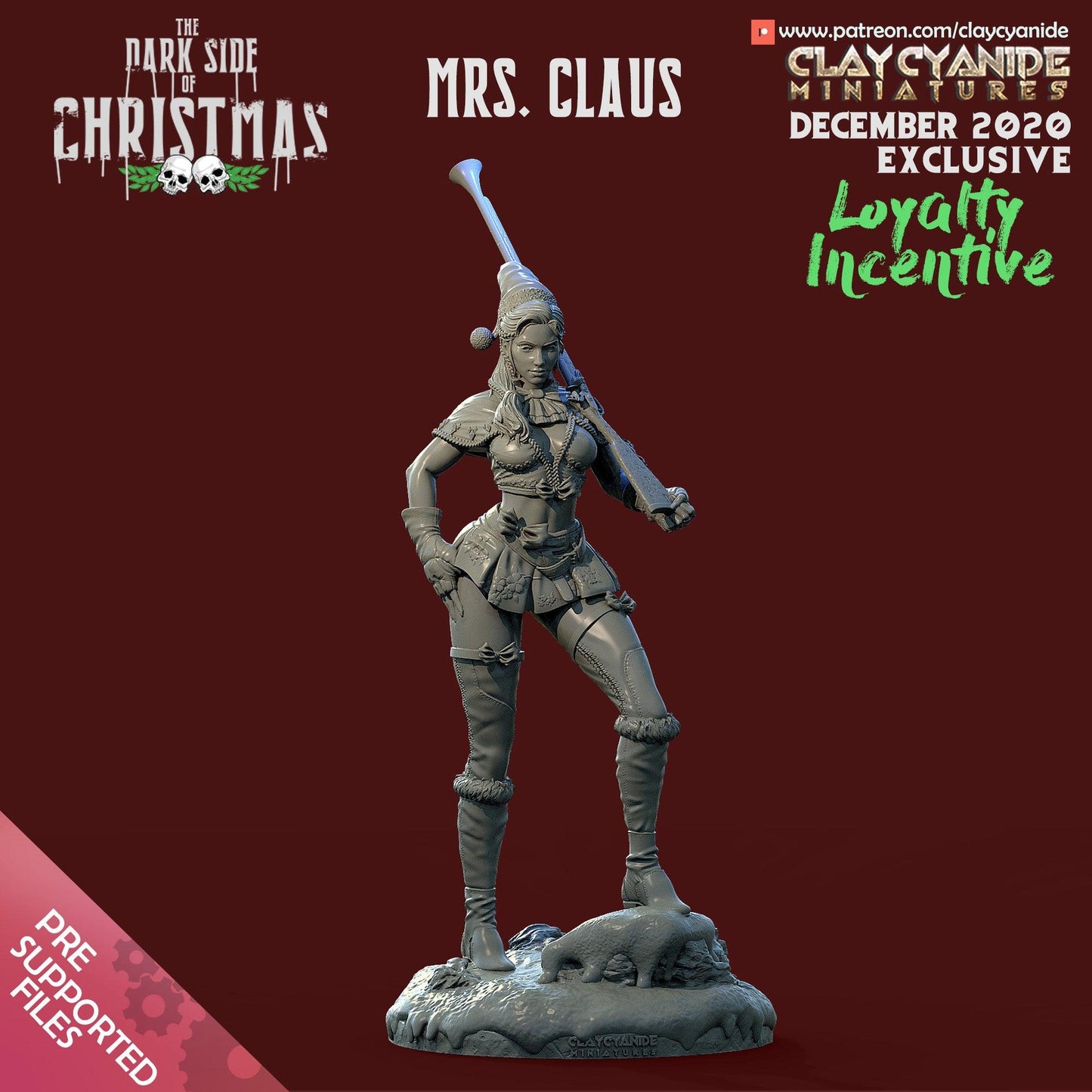 3D Printed Clay Cyanide Mrs. Claus The Dark Side of Christmas 28mm-32mm Ragnarok D&D - 3D Printing Boss 