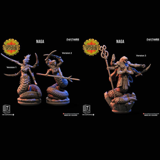 3D Printed Clay Cyanide Naga Warriors Gods of India Ragnarok D&D - 3D Printing Boss 