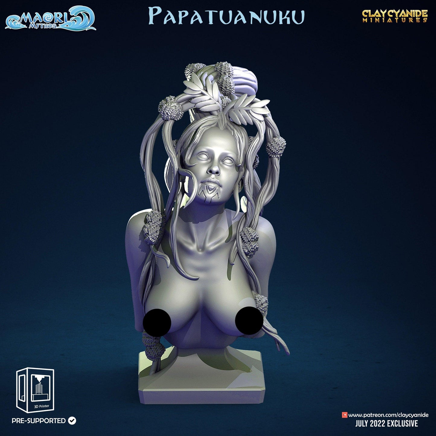 3D Printed Clay Cyanide Papatuanuku Bust Maori Mythos Ragnarok D&D - 3D Printing Boss 