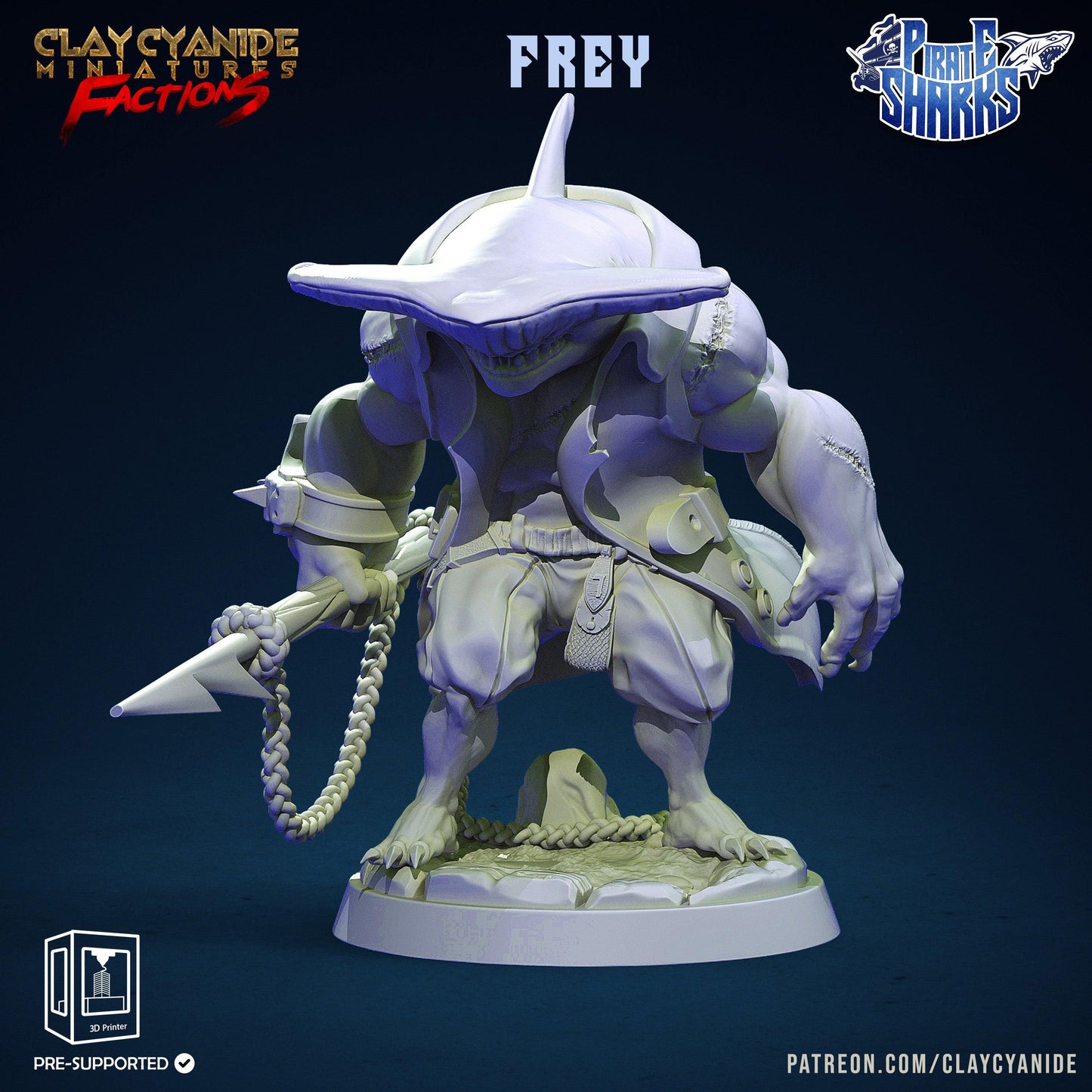 3D Printed Clay Cyanide Pirate Sharks Factions Tribes Wargrounds Ragnarok D&D - 3D Printing Boss 