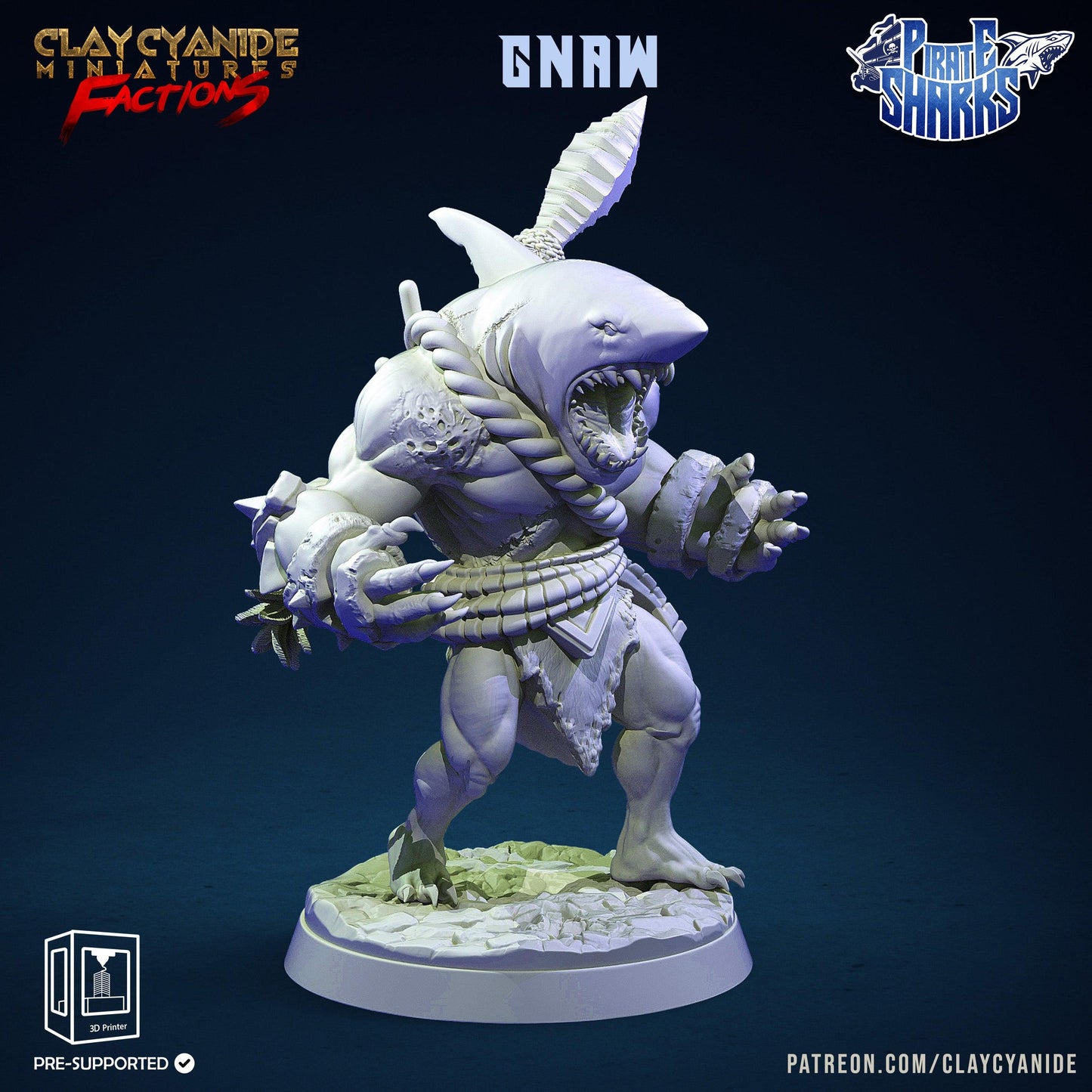 3D Printed Clay Cyanide Pirate Sharks Factions Tribes Wargrounds Ragnarok D&D - 3D Printing Boss 