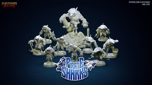 3D Printed Clay Cyanide Pirate Sharks Factions Tribes Wargrounds Ragnarok D&D - 3D Printing Boss 