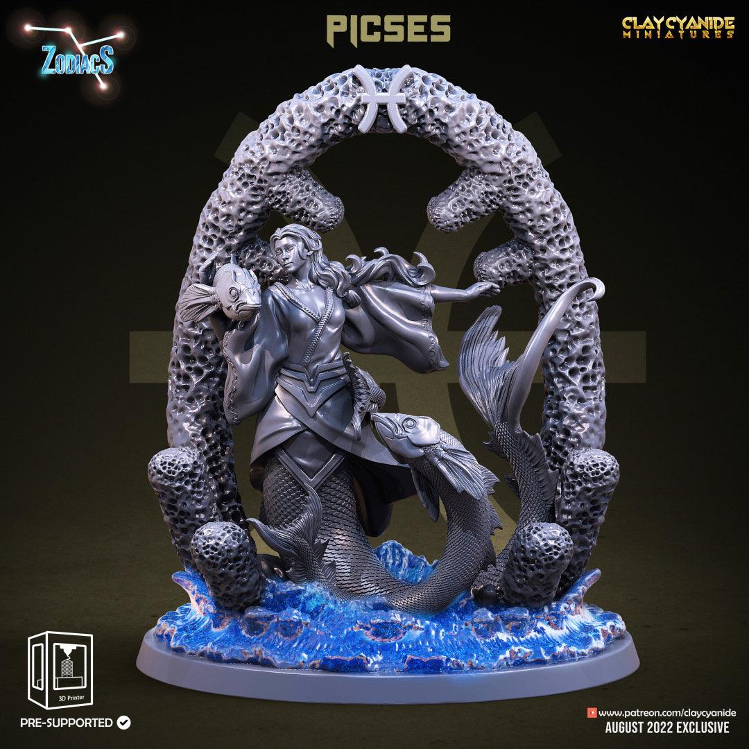 3D Printed Clay Cyanide Pisces Zodics 28mm-32mm Ragnarok D&D - 3D Printing Boss 