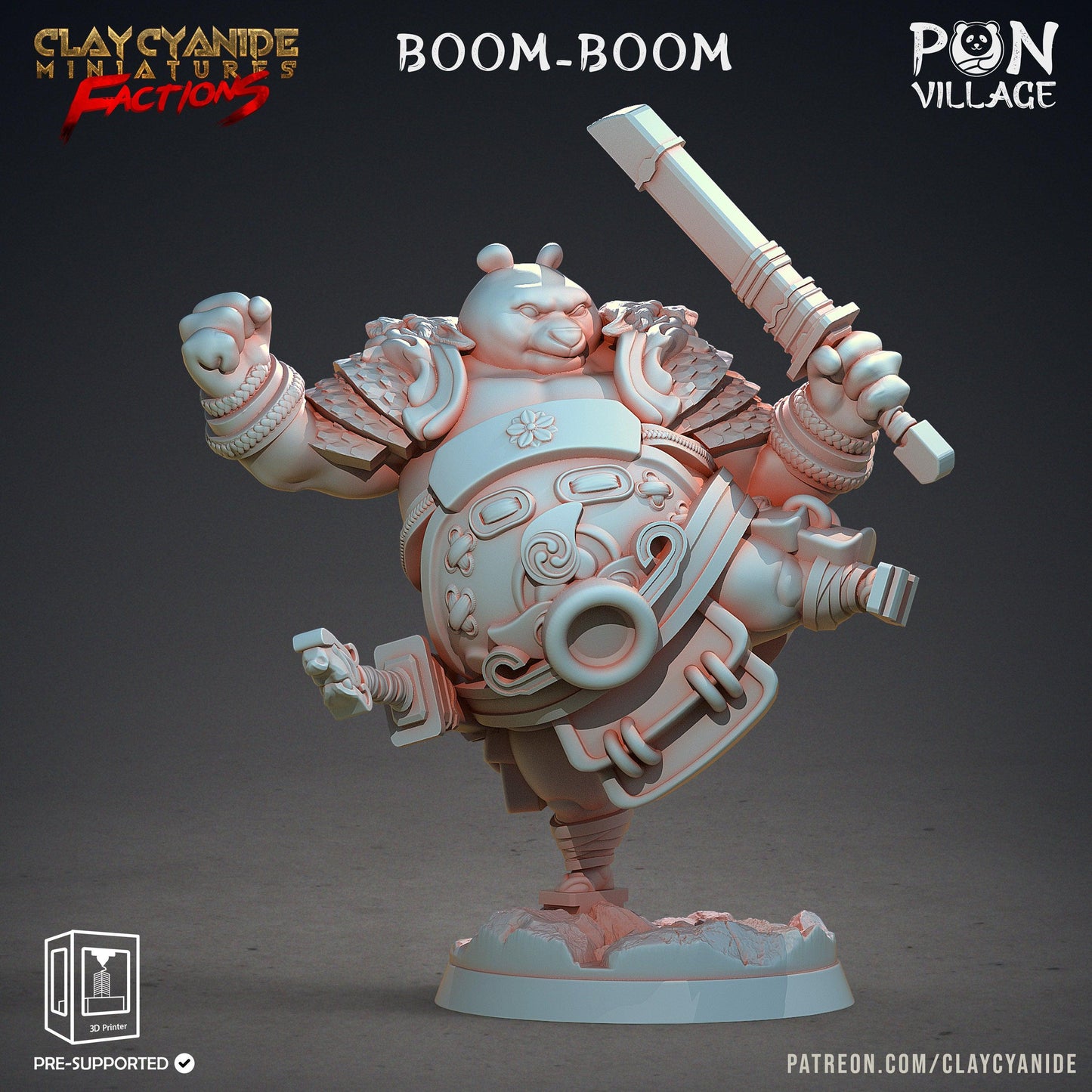 3D Printed Clay Cyanide Pon Village Pandas Tribes Factions Ragnarok D&D - 3D Printing Boss 