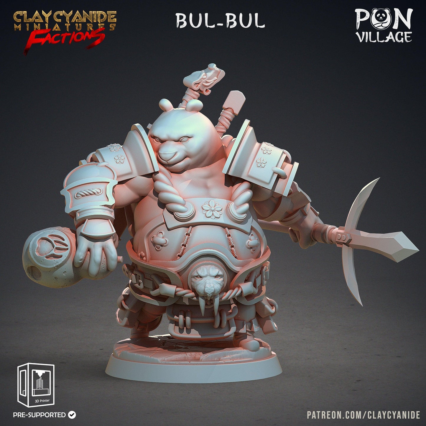 3D Printed Clay Cyanide Pon Village Pandas Tribes Factions Ragnarok D&D - 3D Printing Boss 