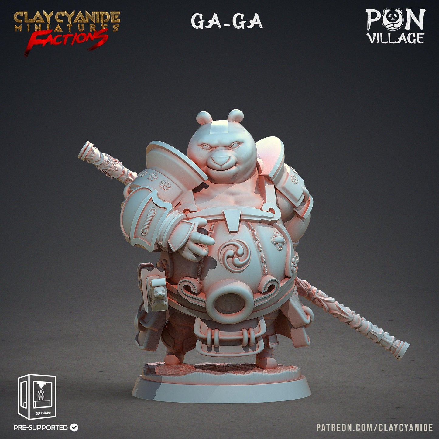 3D Printed Clay Cyanide Pon Village Pandas Tribes Factions Ragnarok D&D - 3D Printing Boss 