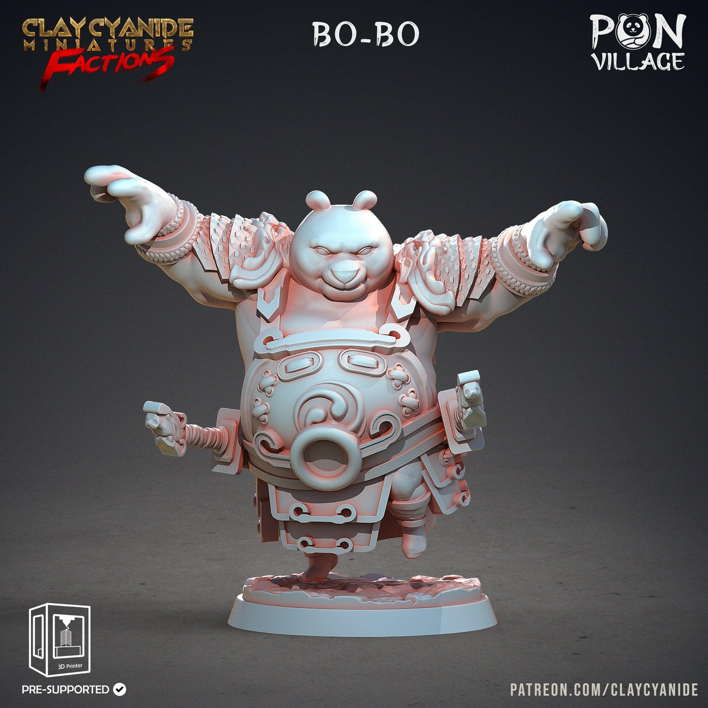 3D Printed Clay Cyanide Pon Village Pandas Tribes Factions Ragnarok D&D - 3D Printing Boss 