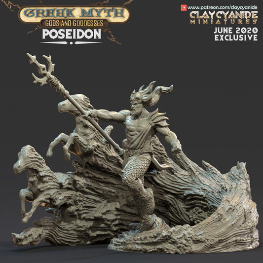 3D Printed Clay Cyanide Poseidon Greek Myth Gods and Goddesses Ragnarok D&D - 3D Printing Boss 