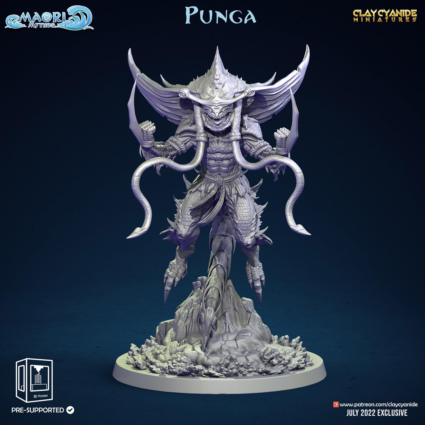 3D Printed Clay Cyanide Punga Maori Mythos 28mm-32mm Ragnarok D&D - 3D Printing Boss 