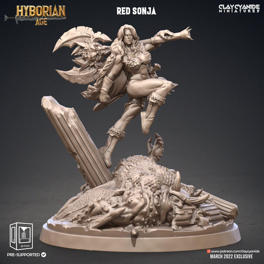 3D Printed Clay Cyanide Red Sonja 28-32mm Hyborian Age Ragnarok D&D - 3D Printing Boss 