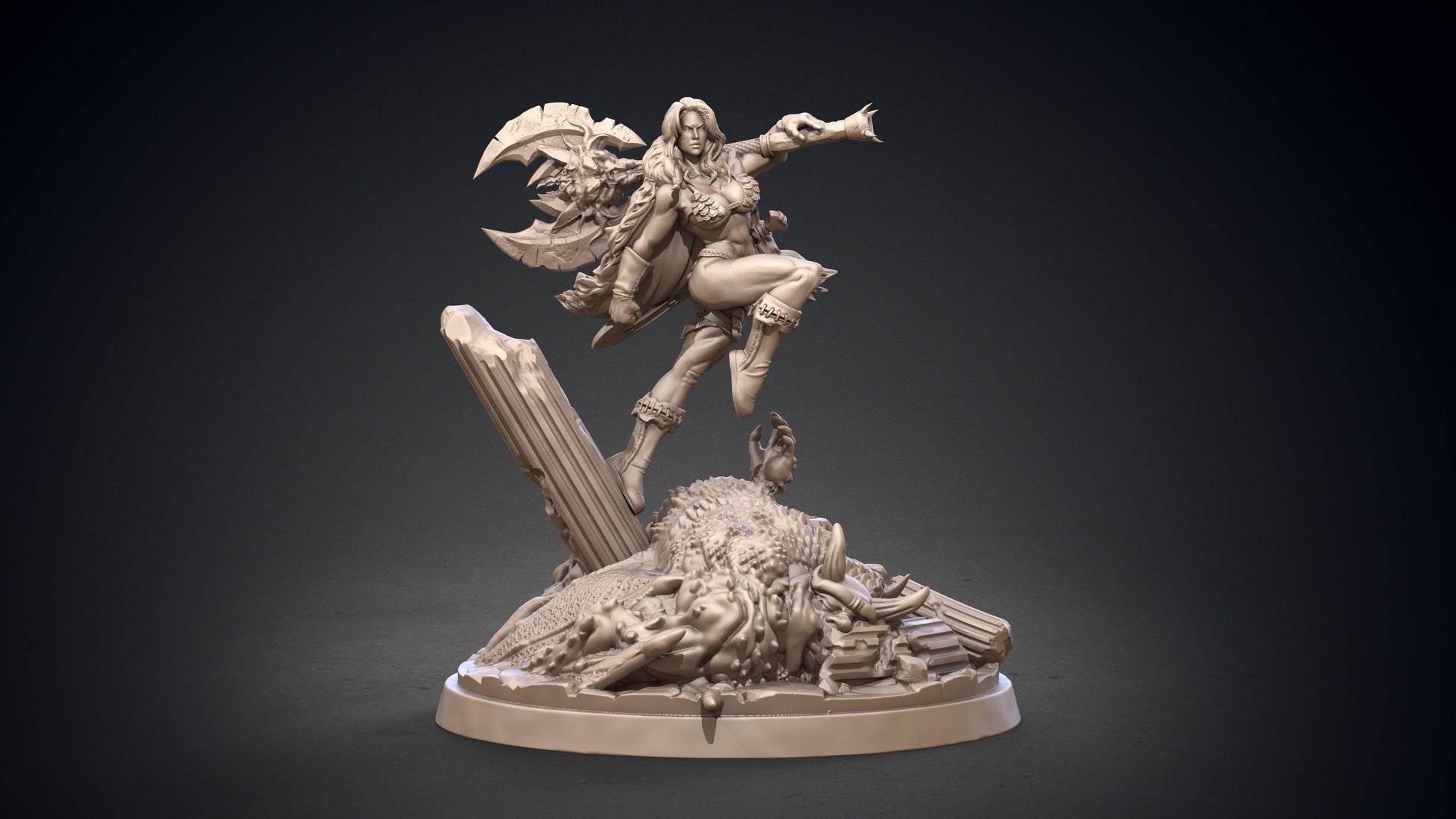 3D Printed Clay Cyanide Red Sonja 28-32mm Hyborian Age Ragnarok D&D - 3D Printing Boss 