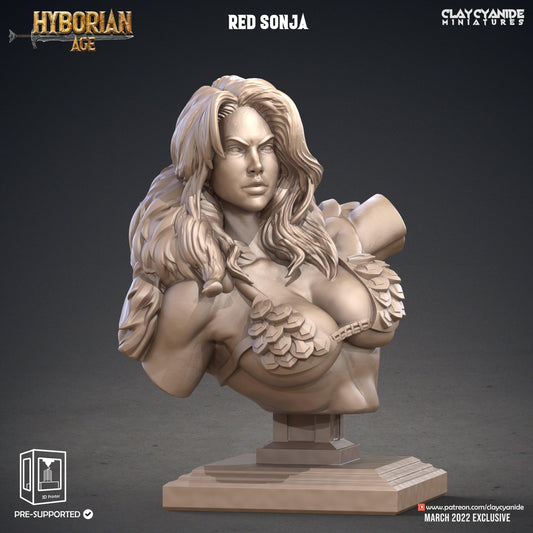 3D Printed Clay Cyanide Red Sonja Bust Hyborean Age Ragnarok D&D - 3D Printing Boss 