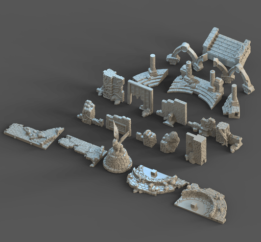 3D Printed Clay Cyanide Ruins Set 28mm-32mm Ragnarok D&D - 3D Printing Boss 