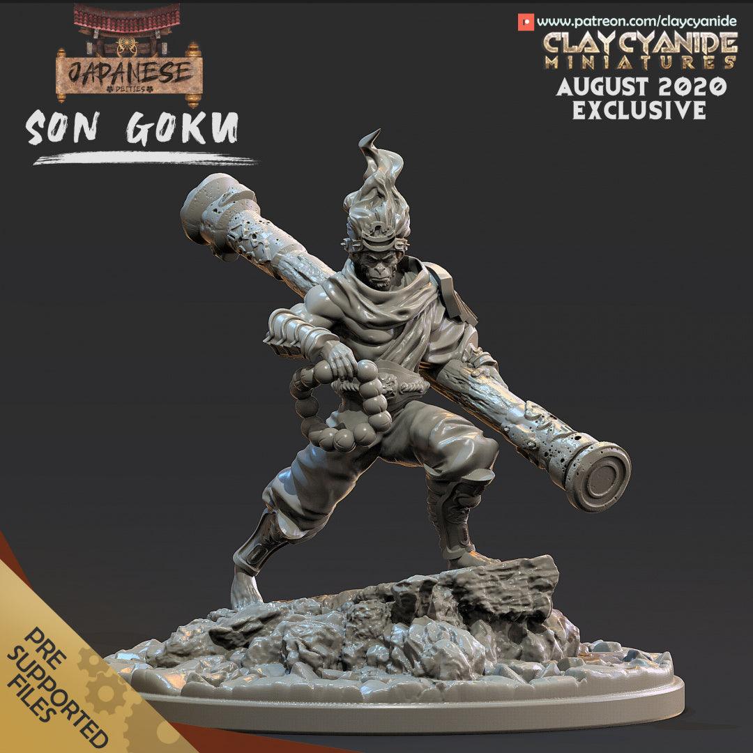 3D Printed Clay Cyanide Son Goku Monkey King Warrior Japanese Deities Ragnarok D&D - 3D Printing Boss 
