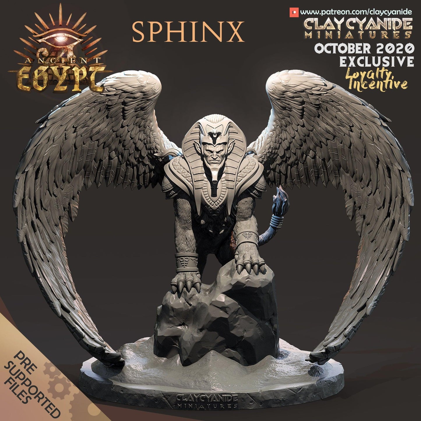 3D Printed Clay Cyanide Sphinx Ancient Egypt Ragnarok D&D - 3D Printing Boss 