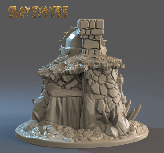 3D Printed Clay Cyanide Stone Hut 28mm-32mm Ragnarok D&D - 3D Printing Boss 