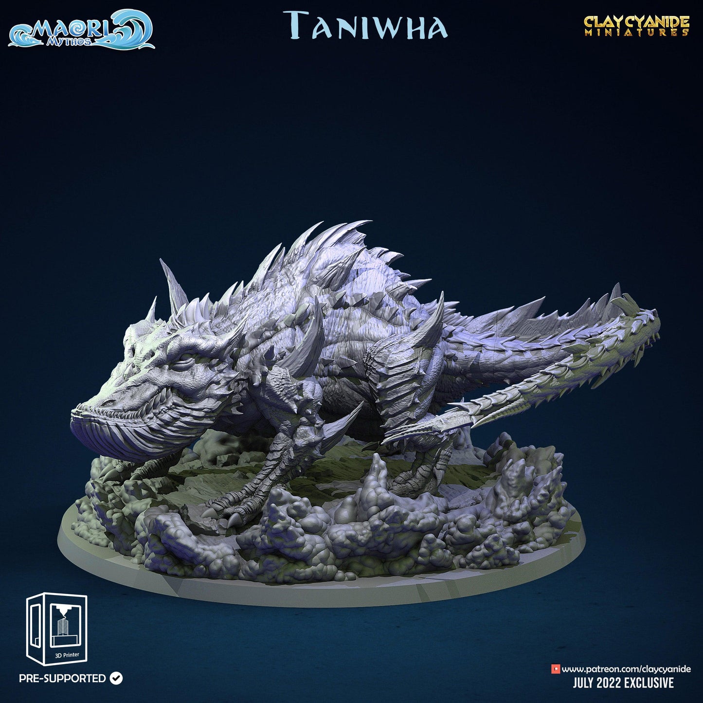 3D Printed Clay Cyanide Taniwha Maori Mythos 28mm-32mm Ragnarok D&D - 3D Printing Boss 