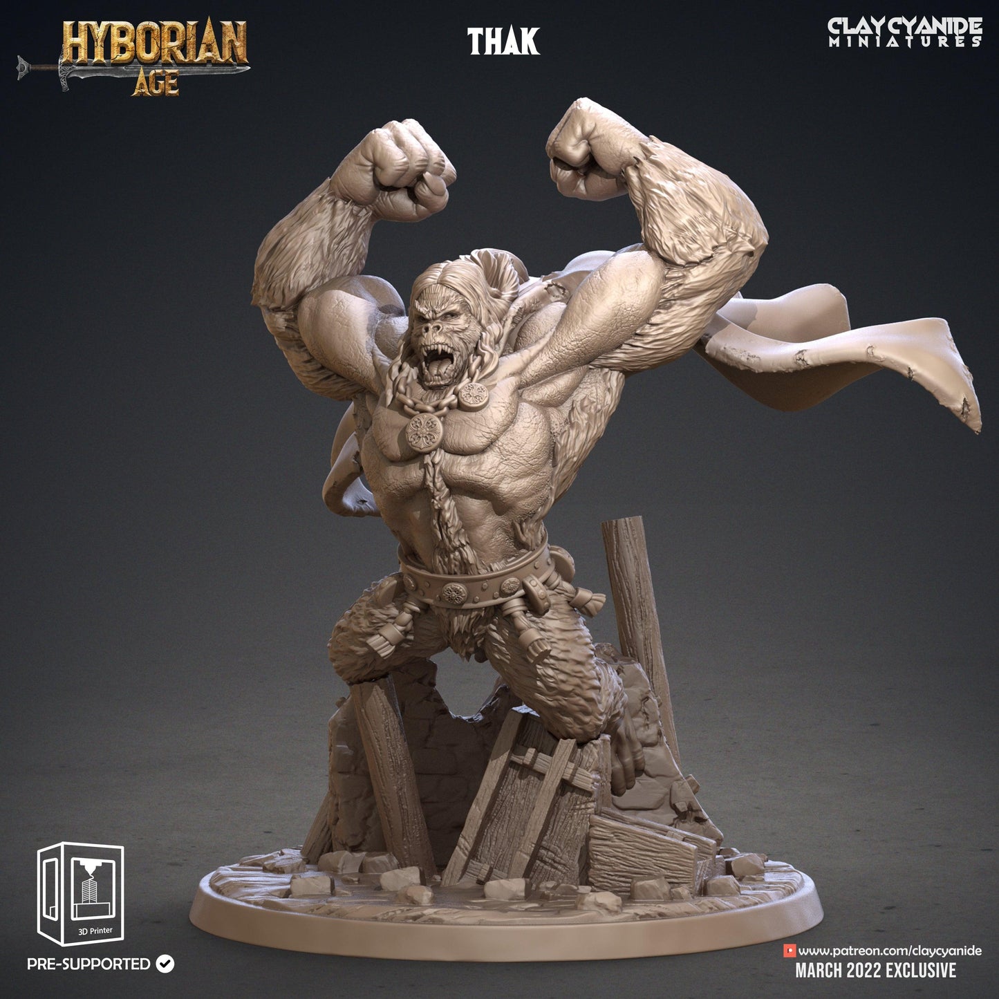 3D Printed Clay Cyanide Thak Hyborean Age Ragnarok D&D - 3D Printing Boss 