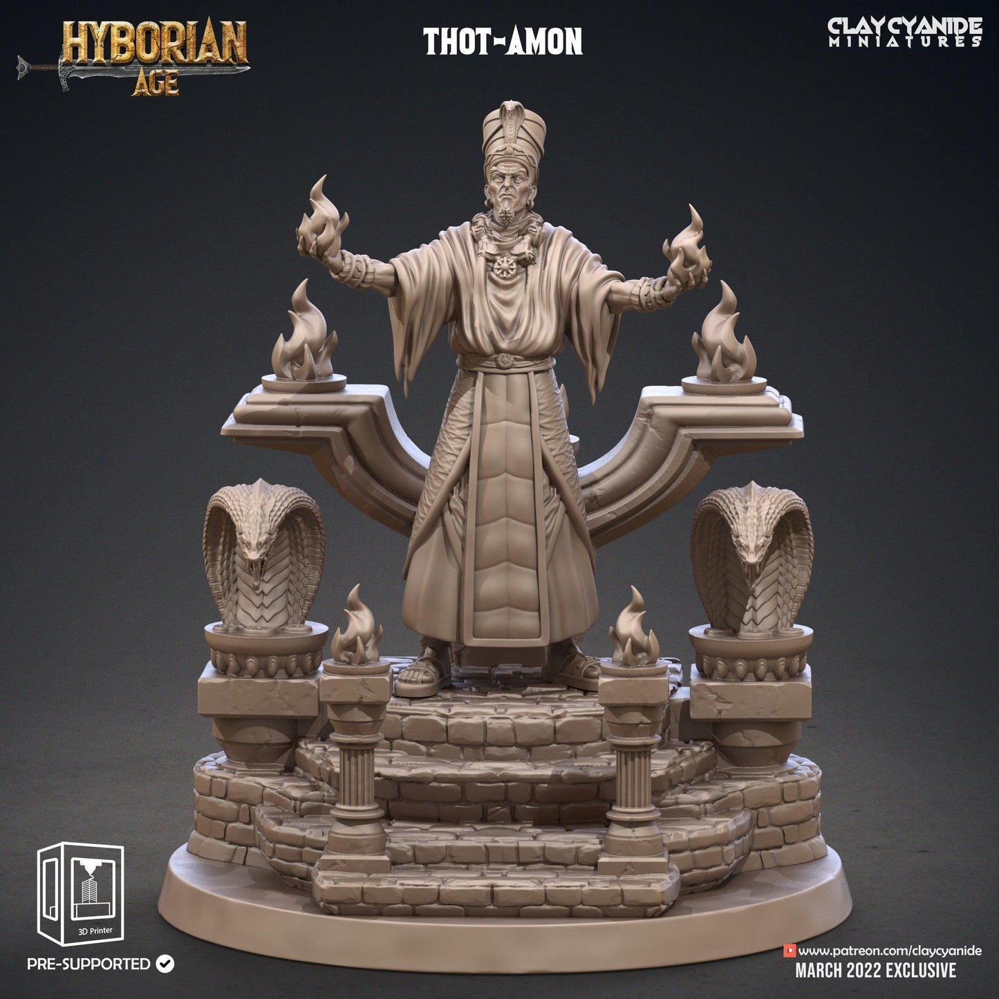 3D Printed Clay Cyanide Thot-Amon and Throne Hyborean Age Ragnarok D&D - 3D Printing Boss 