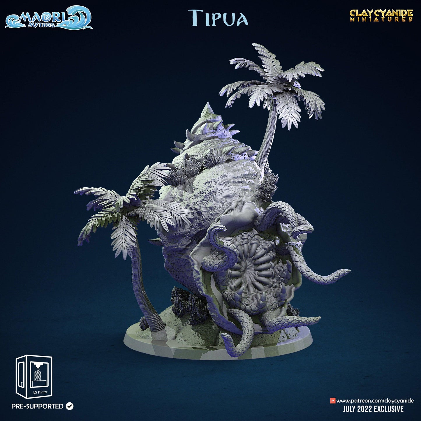 3D Printed Clay Cyanide Tipua Tree and Shell Set Maori Mythos 28mm-32mm Ragnarok D&D - 3D Printing Boss 