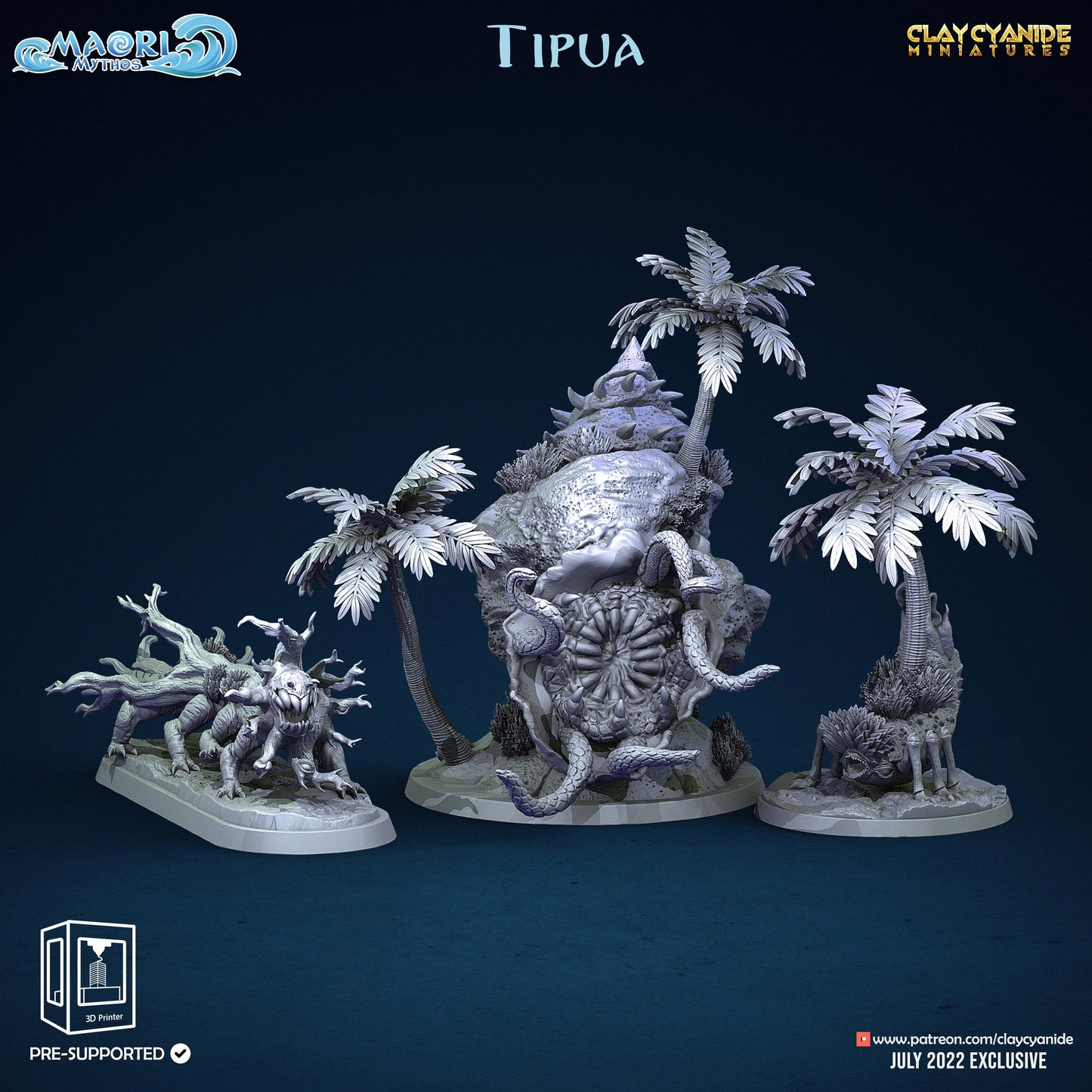3D Printed Clay Cyanide Tipua Tree and Shell Set Maori Mythos 28mm-32mm Ragnarok D&D - 3D Printing Boss 